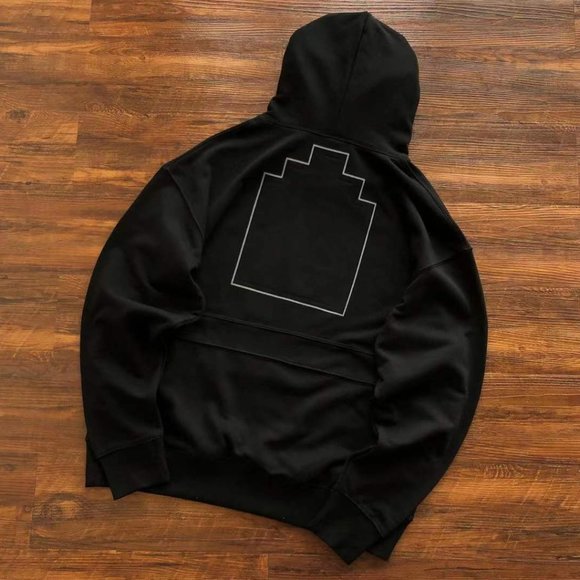 Cavermpt Black Long Sleeve Sweatshirt Portrait Hood Abstract Print - Picture 16 of 16